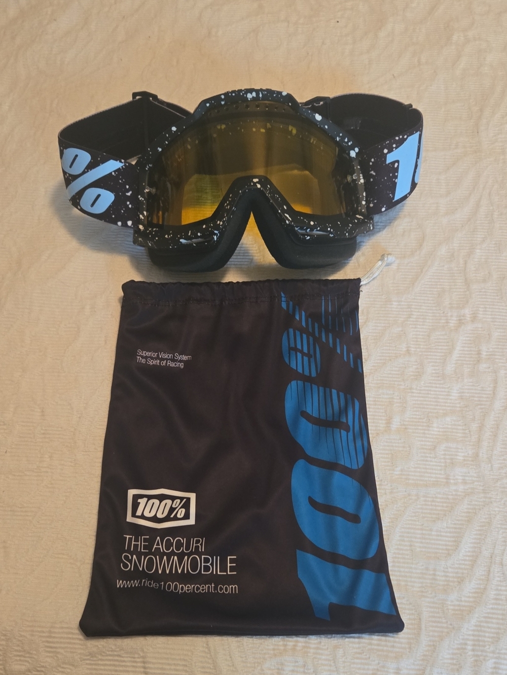 100% Snowmobile Goggles with Yellow Lens